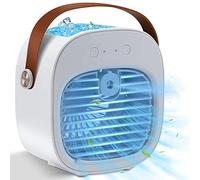 Mini climatiseur portable rechargeable, 5200 mAh, mini refroidisseur d'air personnel avec 3 vitesses, petit ventilateur de refroidissement d'air de bureau pour chambre, bureau, extérieur