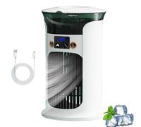 Mini Climatiseur Portable,Ventilateur De Climatiseur Mobile,Ventilateur Silencieux Chambre Avec 3 Vitesses,Refroidisseur D'air Personnel,Clim Portable Rechargeable USB Petit Humidificateur Air (Blanc)