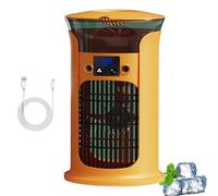Mini Climatiseur Portable,Ventilateur De Climatiseur Mobile,Ventilateur Silencieux Chambre Avec 3 Vitesses,Refroidisseur D'air Personnel,Clim Portable Rechargeable USB Petit Humidificateur Air (Jaune)