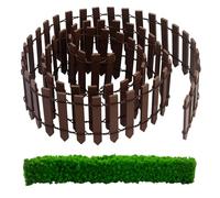 Mini clôture de jardin décorative en bois avec 1 mini bande d'arbustes artificiels - Petite clôture de jardin pour bricolage - Noël - Jardin féérique (marron)