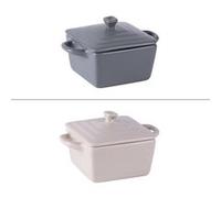 Mini cocotte carré 13 cm en grès (lot de 2) - Table Passion - Multicolore - Grès Multicolore G