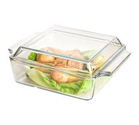 Mini cocotte carrée en verre de 1 L avec couvercles, passe au four, au micro-ondes, mini plats individuels