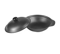 Mini cocotte de cuisine en fonte - Wok peu profond anti-adhésif - Noir - 20 cm