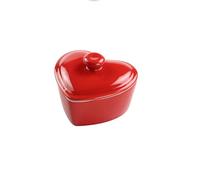 Mini Cocotte Rouge en Céramique avec Couvercle, Ramequin En Forme De Cœur - 10 x 7,5 cm - Hobby Tech