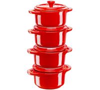 Mini cocotte - STAUB - Mini cocotte 10 cm - Set 4 pièces - Céramique émaillée - Couleur cerise