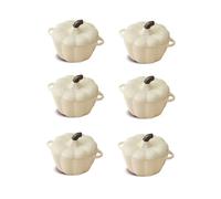 Mini Cocottes Blanc en forme de courge en Céramique Double Poignées avec Couvercle - 11 x 9,5 cm - Lot de 6, Hobby Tech