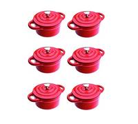 Mini Cocottes Rouge en Fonte Double Poignées avec Couvercle - 17,5 x 12 x 9,5 cm - Lot de 6, Hobby Tech