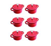 Mini Cocottes Rouge en Fonte Double Poignées avec Couvercle - 17,5 x 12 x 9,5 cm - Lot de 6, Hobby Tech