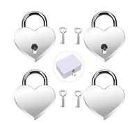 Mini Coeur Cadenas 4 Pcs Cadenas oeur en Métal Serrure n Forme de Coeur avec la Clé pour Boîte à Bijoux Boîte de Rangement Valise Livre de Journal Cadeau de la Fête