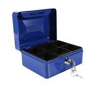Mini coffre fort portable, petite boîte verrouillable en acier avec serrure à clé ignifuge étanche bijoux boîte de sécurité avec poignée pour bureau à domicile voyage(bleu)