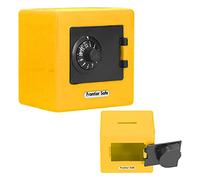 Mini coffre-fort pour enfants, 3,7 x 3,7 x 1,77 pouces, avec serrure codée, tirelire pour pièces de monnaie, boîte de rangement personnelle pour enfants (jaune)