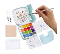Mini Coffret Aquarelle 16 couleurs, outils de dessin avec une pochette de