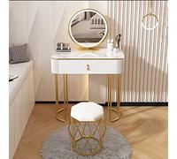 Mini coiffeuse compacte avec miroir éclairé et lumières réglables pour chambre à coucher - Mini coiffeuse avec organisateur de rangement de maquillage