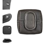 Mini Coin Purse,Top Grain Leather Small Wallet,Women Solid Color Keys Earphone Storage Bag,Change Pouch for Daily Use (Black)