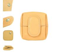 Mini Coin Purse,Top Grain Leather Small Wallet,Women Solid Color Keys Earphone Storage Bag,Change Pouch for Daily Use (Yellow)