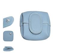 Mini Coin Purse,Top Grain Leather Small Wallet,Women Solid Color Keys Earphone Storage Bag,Change Pouch for Daily Use (Blue)