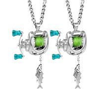 Mini collier de moulinet de pêche avec poignée rotative en acier inoxydable pour pêcheurs, collier de moulinet de pêche rotatif créatif cadeau pour hommes, garçons et amateurs de pêche, taille unique