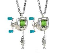 Mini collier de moulinet de pêche, pendentif rotatif avec poignée rotative, porte-clés convertible pour pêcheurs, collier de poisson pour homme et femme, taille unique, Métal, Ormeau