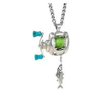 Mini collier de moulinet de pêche, poignée rotative et guide de ligne mobile, porte-clés avec pendentif moulinet rotatif, breloque pour sac à dos, porte-clés pour pêcheurs, hommes et femmes, taille