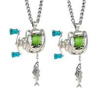 Mini collier de moulinet de pêche, poignée rotative, porte-clés de pêcheur décoratif avec guide de ligne mobile, cadeau pour les pêcheurs, les pêcheurs et les amateurs de pêche, One Size, Métal, Pas