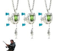 Mini Collier Moulinet De Pêche, 2026 Nouveau Pendentif Porte-clés Moulinet À Poignée Rotative, Breloque Pour Sac À Dos, Porte-clés Pour Pêcheurs, De Pêche (3 pièces)