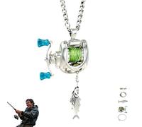 Mini Collier Moulinet De Pêche, 2026 Nouveau Pendentif Porte-clés Moulinet À Poignée Rotative, Breloque Pour Sac À Dos, Porte-clés Pour Pêcheurs, De Pêche (1 pièce)