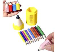 Mini Colored Pencil Set for Dollhouses and DIY Miniature Scenes,Miniature Realistic Model Colored Pencil Holder,Realistic Tiny Pencils with Mini Storage Case,DIY Dollhouse Decor (Yellow)