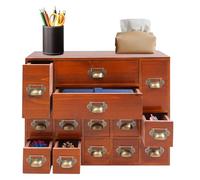 Mini commode avec 14 tiroirs, vintage, en bois, pour découpage et décorations, couleur: marron
