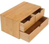Mini commode en bambou, couleur naturelle, 3 tiroirs pour bureau, maison, bureau, décoration, cosmétiques, ustensiles 33 x 19 cm