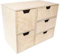 Mini Commode en Bois - Creative Deco - 5 Tiroirs - Coffre Beige Parfait à Décorer Peindre