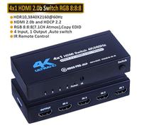Mini commutateur 4K 60 3 ports 2.0, répartiteur 1080P HDR, entrées 1 sortie, hub de for DVD, HDTV, PS4(ZY-HS14A1)