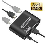 Mini commutateur 4K 60 3 ports 2.0, répartiteur 1080P HDR, entrées 1 sortie, hub de for DVD, HDTV, PS4(ZY-HS13A)