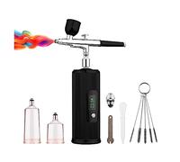 Mini compresseur d'air Kit Air-Brush Peinture Pistolet Aérographe for Nail Art Tatouage Artisanat Gâteau Contrôle Précis(Black-1)
