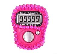 Mini compteur de bagues avec strass pour fitness, yoga et course à pied, compteur électronique réglable, portée de 0 à 9999 points, pas besoin de piles, design compact pour un transport facile (rose)