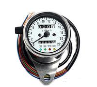 Mini compteur de vitesse 60 mm avec voyants lumineux - Cadran blanc.