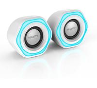 Mini Computer Speaker with Stereo USB Powered 3.5 mm AUX-in Portable Speaker for PC,Laptop,Laptop,Office (White) (USB+3.5MM)