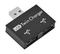 Mini Concentrateur USB, Kit D'adaptateur de Répartiteur de Chargeur Double USB à 2 Ports, Adapté à la Tension D'entrée et de Sortie DC 5V, Alliage D'aluminium + PC Petit/Portable /(Le Noir)