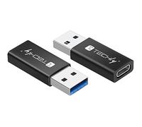 Mini Convertisseur USB-A 3.0 - Techly - Noir - Ultra compact - 5 Gbit/s - Adaptateur USB-C