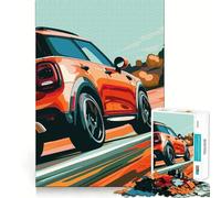 Mini Cooper Orange sur la Route Puzzle de 1000 pièces pour Adultes Jeu de réflexion Stimulant Jeu d'intérieur Découpe précise Pièce d'art (50x75cm)