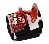 Mini Cor Français En Si Bémol Rouge Avec Trois Clés Et Étui Cor D'harmonie Professionnel