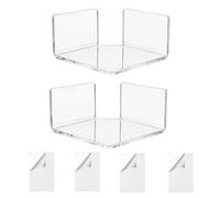 Mini Corner Shelf - Small Wall Mount Stand, 2 Pieces with Adhesive Strips, Heavy Duty Acrylic, Cable Management Slot, Floating Speaker Display for Monitor, Nursery and Living Room Electronics