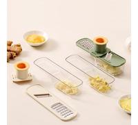 Mini coupe-ail multifonction et hachoir à légumes avec récipient pour une collecte soignée des ingrédients, design compact pour un rangement peu encombrant (blanc)