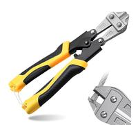 Mini coupe-boulons, 220 mm, petit coupe-boulons, 20 mm, ciseaux à boulons professionnels avec mâchoires trempées, poignée en caoutchouc, avec verrou de sécurité pour câble, chaîne, vis