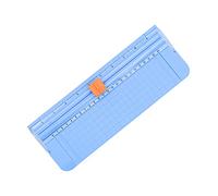 Mini coupe-papier portable A4, outil de scrapbooking avec protection de sécurité et règle latérale pour papier, photos et étiquettes (bleu)