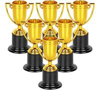 Mini coupes trophées en plastique doré, 4 pouces, pour cadeaux de fête, compétitions, récompenses de cérémonie, 12/6 pièces Or