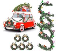 Mini Couronne de Noel, 8 Pièces Decoration Couronnes de Noël Miniature Guirlande Verte Noel 25 cm Christmas Garland pour 1: 12 Décoration Maison de Poupée, Noël Deco (B)
