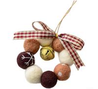 Mini couronne festive en feutre de laine avec cloches et nœud, faite à la main pour la décoration de Noël, guirlande personnalisable pour créer une ambiance saisonnière confortable (C/16 g)