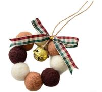 Mini couronne festive en feutre de laine avec cloches et nœud, faite à la main pour la décoration de Noël, guirlande personnalisable pour créer une ambiance saisonnière confortable (F/16 g)