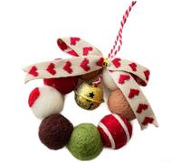 Mini couronne festive en feutre de laine avec cloches et nœud, faite à la main pour la décoration de Noël, guirlande personnalisable pour créer une ambiance saisonnière confortable (A/16 g)