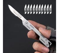 Mini Couteau Pliant À Ouverture Rapide En Acier Inoxydable,Couteau Utilitaire,Scalpel Porte-Clés,Couteaux D'ouverture De Courrier Edc Avec 10 Sphères,Bricolage - Type Silver